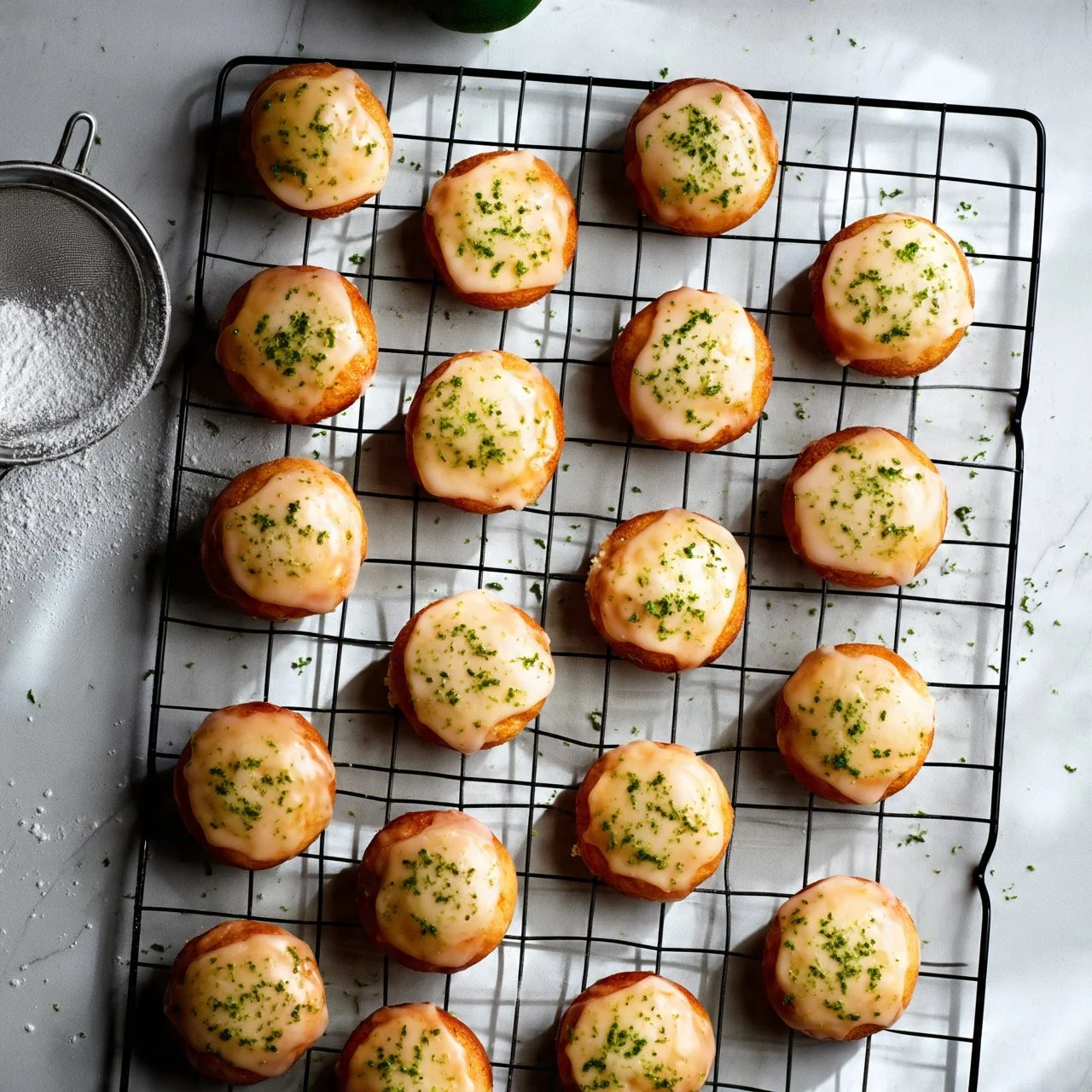 Sourdough Key Lime Ricotta Cookies on a plate with lime slices