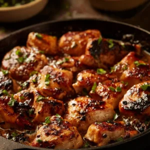Delicious Butter Chicken Skillet from Texas Roadhouse served in a cast iron pan.