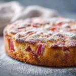 Traditional Norwegian Rhubarb Cake with a tender crust and fresh rhubarb filling.
