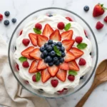4th of July trifle with layers of fresh berries and cream