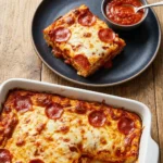 Delicious Cheesy Cottage Cheese Casserole served in a baking dish