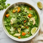 Bowl of Chicken Aguadito, a savory Peruvian chicken and rice soup