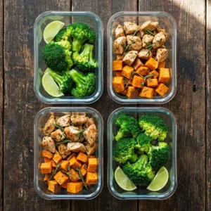 Healthy chicken meal prep containers for fat loss