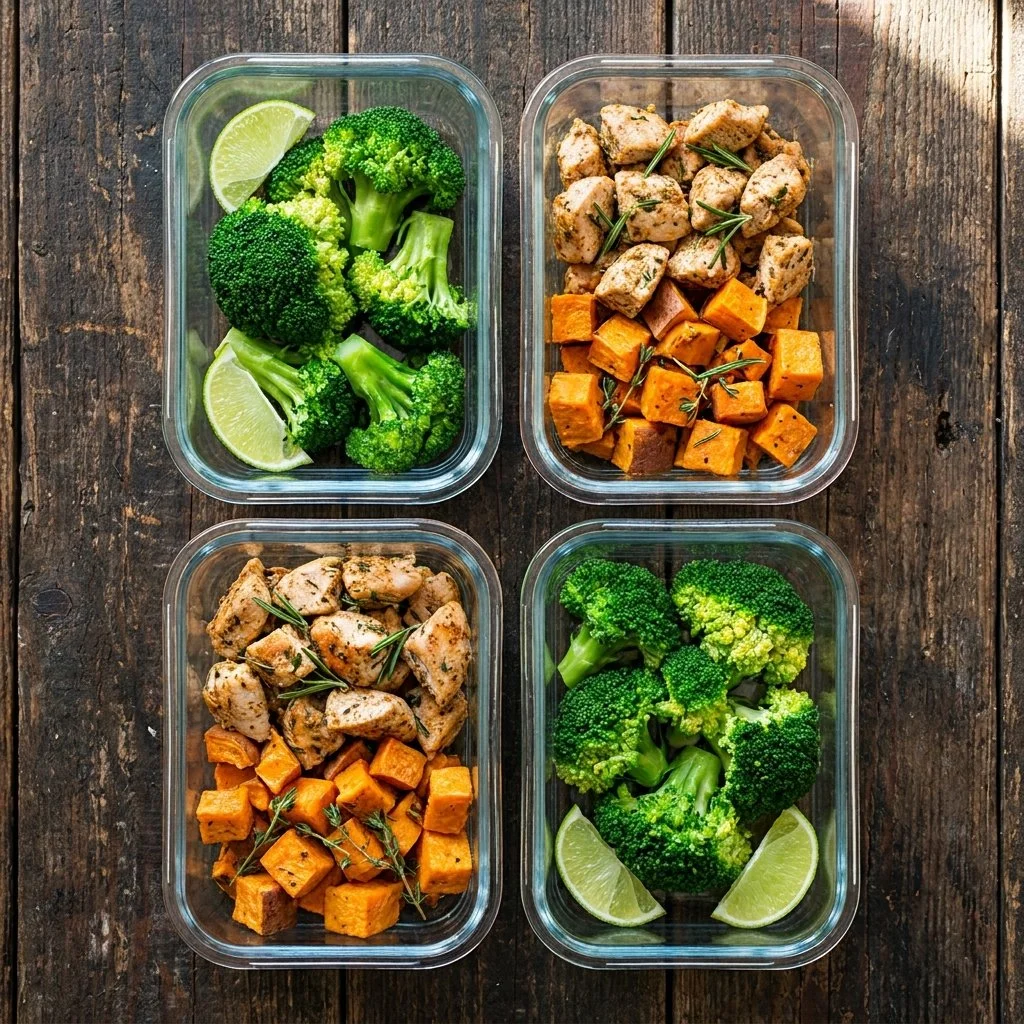 Healthy chicken meal prep containers for fat loss