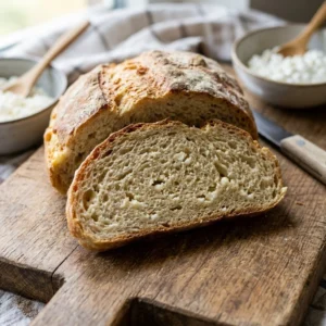 Freshly baked Cottage Cheese Bread with a golden crust and soft interior.