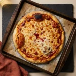 Cottage cheese pizza crust topped with fresh vegetables and cheese.