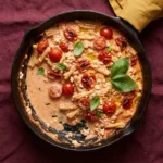 Bowl of creamy garlic cottage cheese pasta sauce, ready to be served.