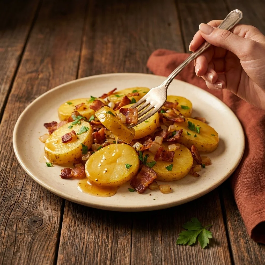 Delicious homemade German Potato Salad served in a bowl
