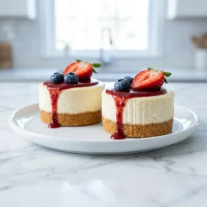 Gluten-free mini cheesecakes topped with fresh berries