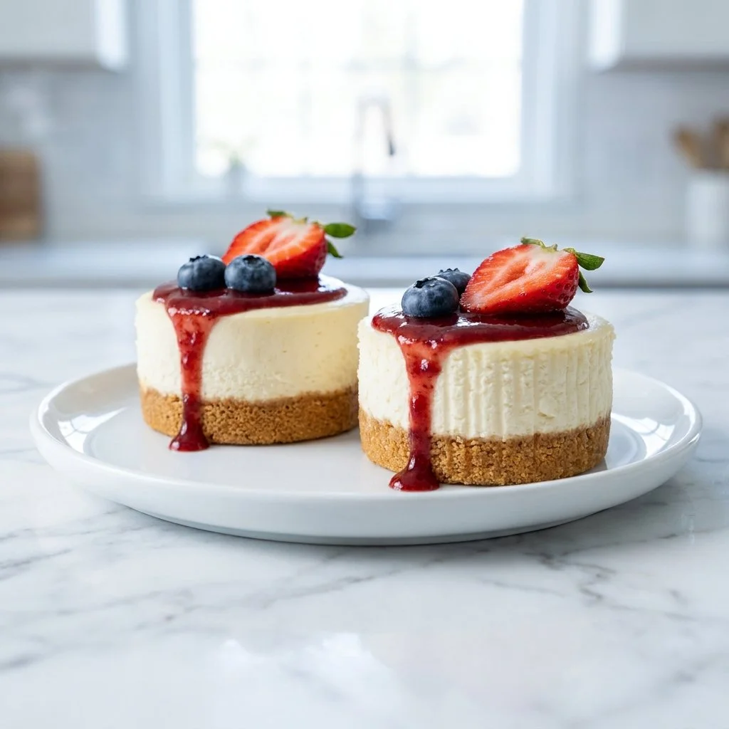 Gluten-free mini cheesecakes topped with fresh berries