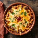 Healthy ground beef and cottage cheese dinner served with vegetables