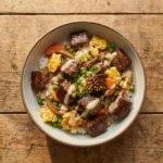 Delicious Hibachi Steak Bowls recipe served in a vibrant bowl