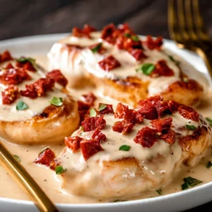 Keto Marry Me Chicken recipe with creamy sauce and herbs