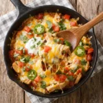 Keto Mexican Cheesy Chicken Skillet in a cast iron pan