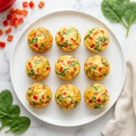 Low-carb cottage cheese veggie egg bites on a plate ready to eat.