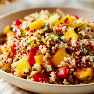 Colorful Mango Quinoa Salad with fresh ingredients and vibrant presentation