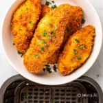 Parmesan Crusted Air Fryer Chicken Tenders plated and garnished