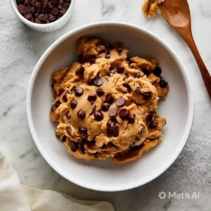Delicious Partylicious edible cookie dough served in a dish with sprinkles