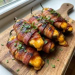 Savory bacon-wrapped jalapeño poppers on a platter