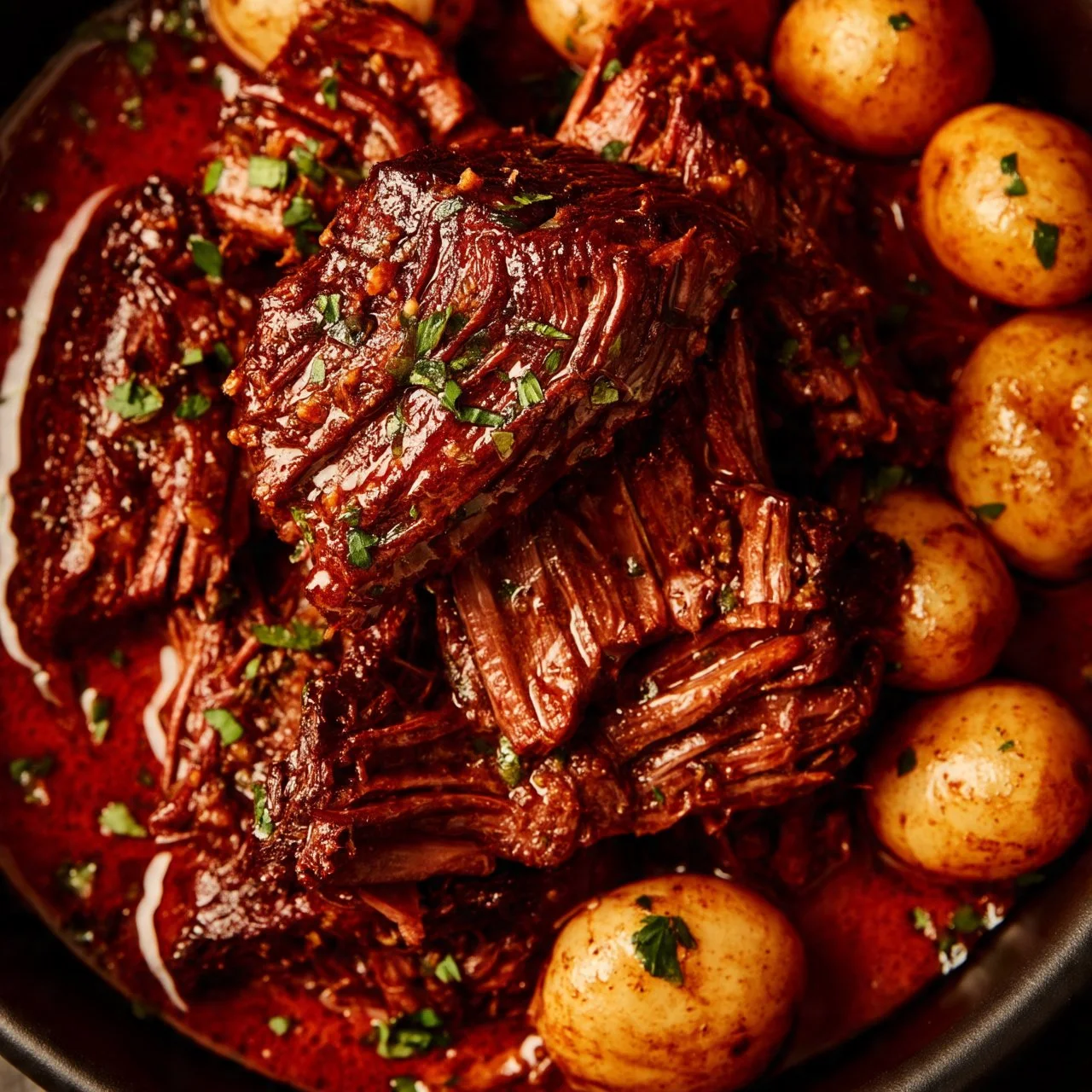 Slow Cooker Garlic Butter Beef with Potatoes