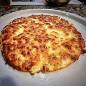 Viral cottage cheese flatbread topped with herbs and spices on a plate.