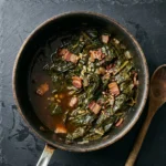Bowl of authentic Southern collard greens served as a side dish