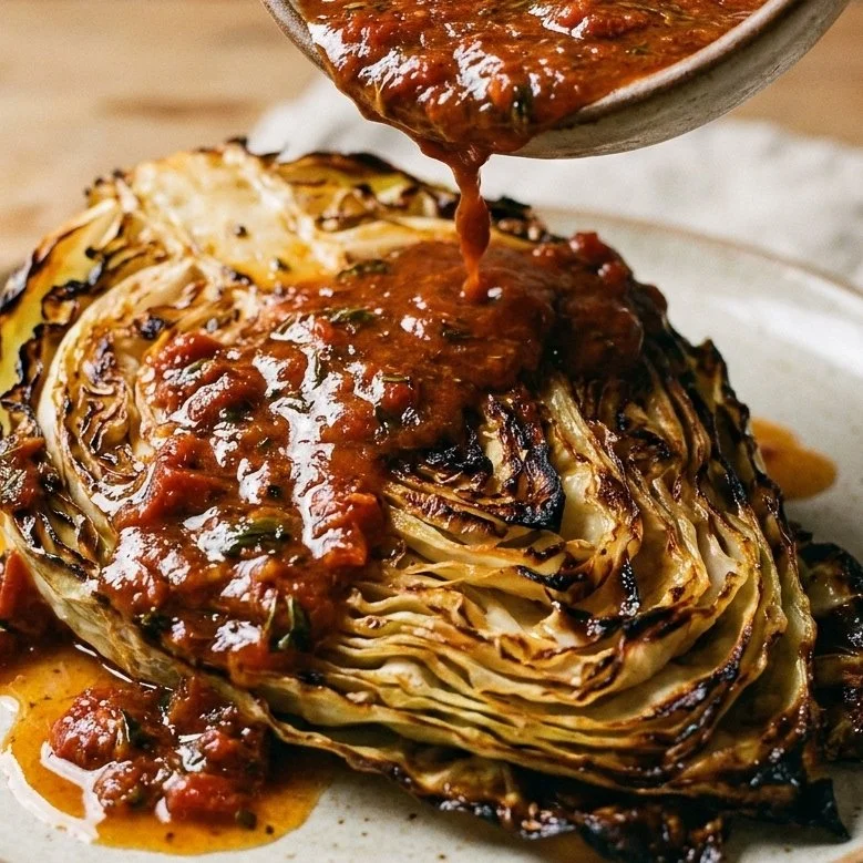 Vegetarian Cabbage Steaks with Sun-Dried Tomato Cream Sauce