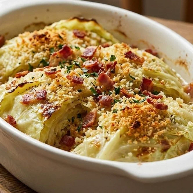 Delicious Crack Cabbage Casserole fresh out of the oven, a perfect comfort food dish.