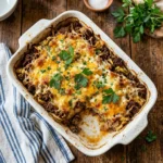 Delicious easy cabbage casserole baked with cheese and vegetables
