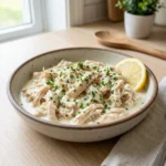 Easy slow cooker chicken dish with Greek yogurt marinade served on a plate