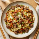 Delicious Low-Carb Mongolian Ground Beef and Cabbage recipe in a bowl