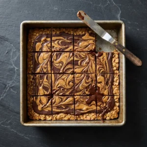 Delicious no-bake chewy oatmeal cookie bars on a plate