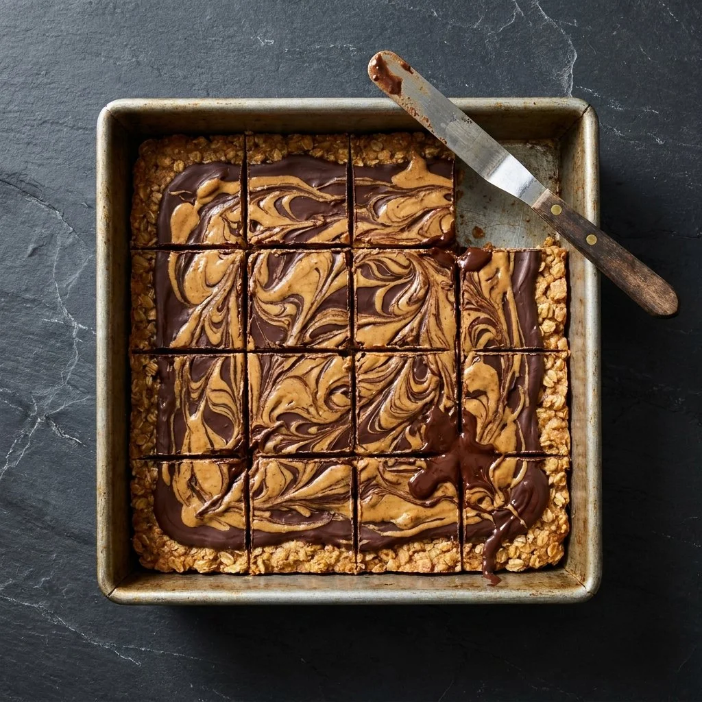 Delicious no-bake chewy oatmeal cookie bars on a plate