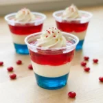 Colorful Red White and Blue Jello Cups for festive celebrations