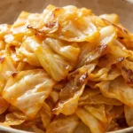 Skillet fried cabbage with garlic and smoked paprika on a plate