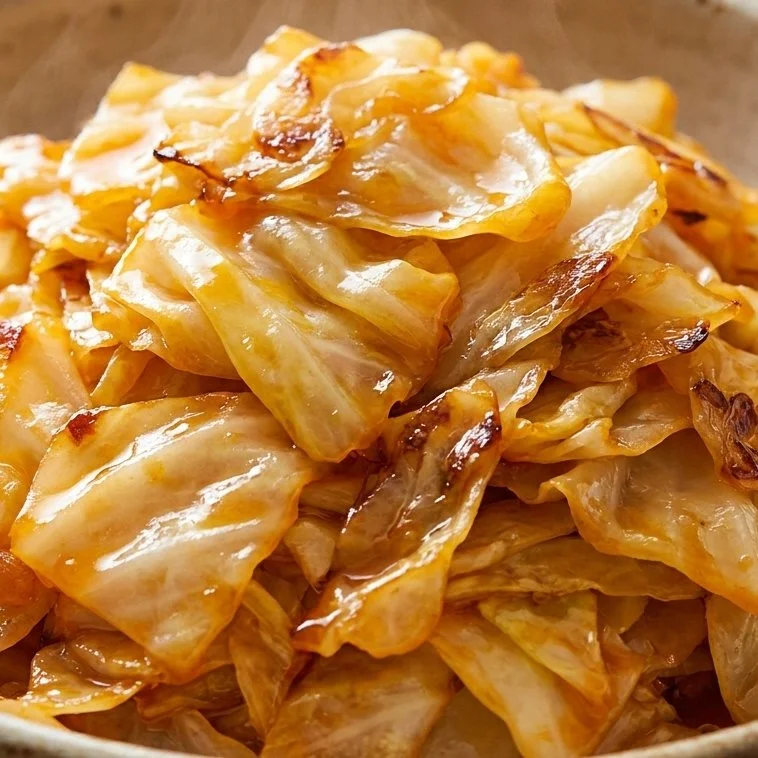 Skillet fried cabbage with garlic and smoked paprika on a plate