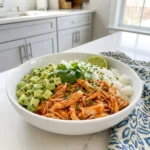 Slow cooker buffalo chicken tacos served in a bowl