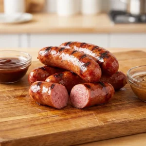 Delicious Smoked Texas Hot Links served on a BBQ platter