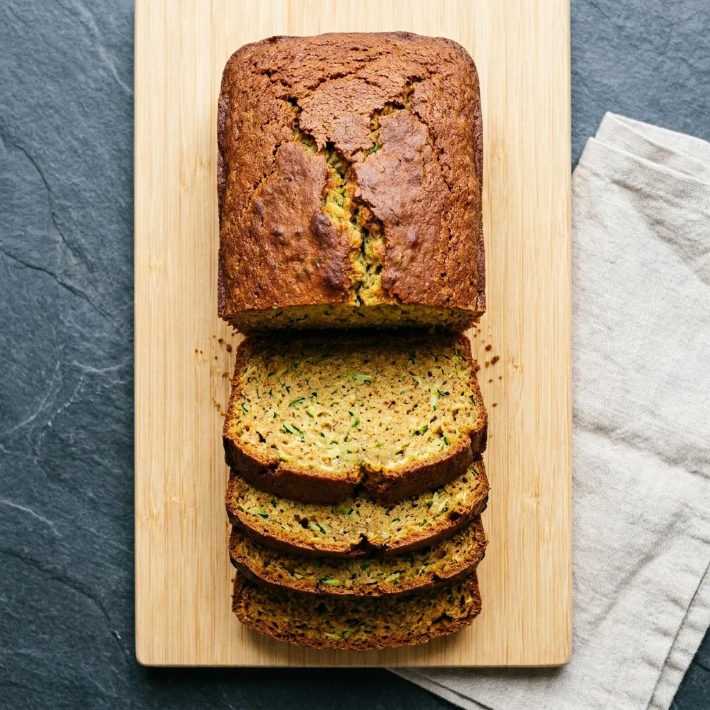 Delicious slice of gluten-free zucchini bread with nuts and chocolate chips