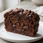Healthy chocolate banana bread loaf with chocolate chips and bananas