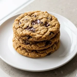 Healthy peanut butter cookies with oats and banana, no flour recipe