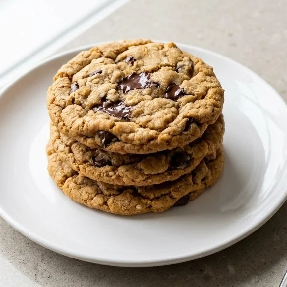Healthy peanut butter cookies with oats and banana, no flour recipe