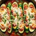 Delicious Italian Zucchini Boats filled with savory ingredients