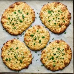 Homemade flatbread topped with cottage cheese and eggs, fresh out of the oven.