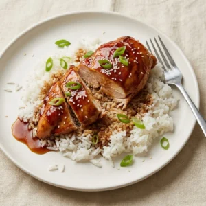 Honey Garlic Chicken Breast dish with glazing sauce