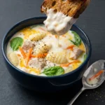 Bowl of Instant Pot Chicken Gnocchi Soup with fresh herbs and a creamy texture.