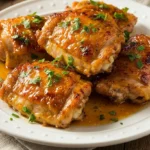 Deliciously cooked Ranch Chicken Thighs served on a plate.