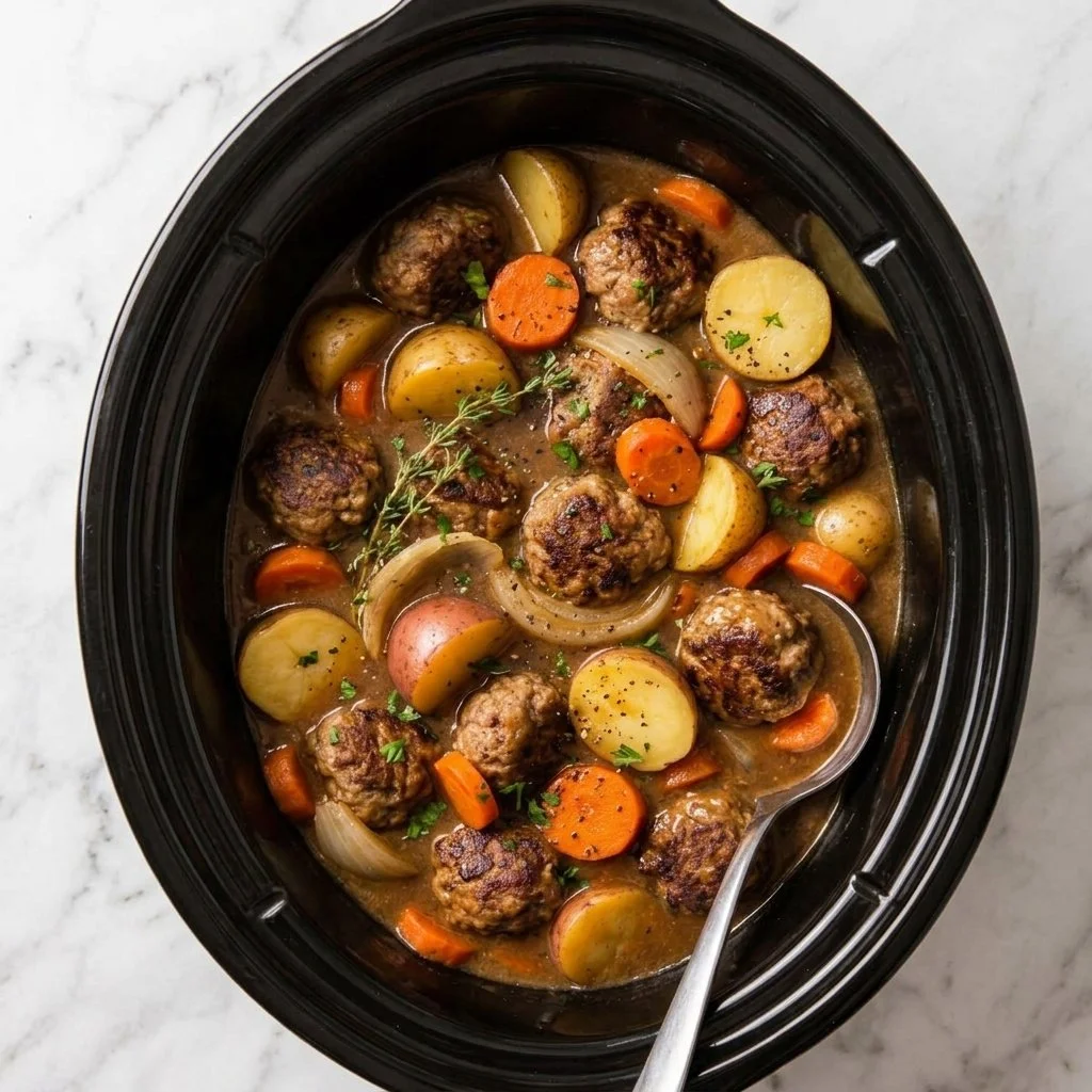 🤎🥕 Crockpot Meatballs, Potatoes, And Carrots Pure Comfort In One Crockpot!