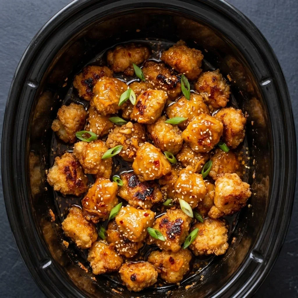 Slow cooker orange chicken recipe inspired by Panda Express sauce